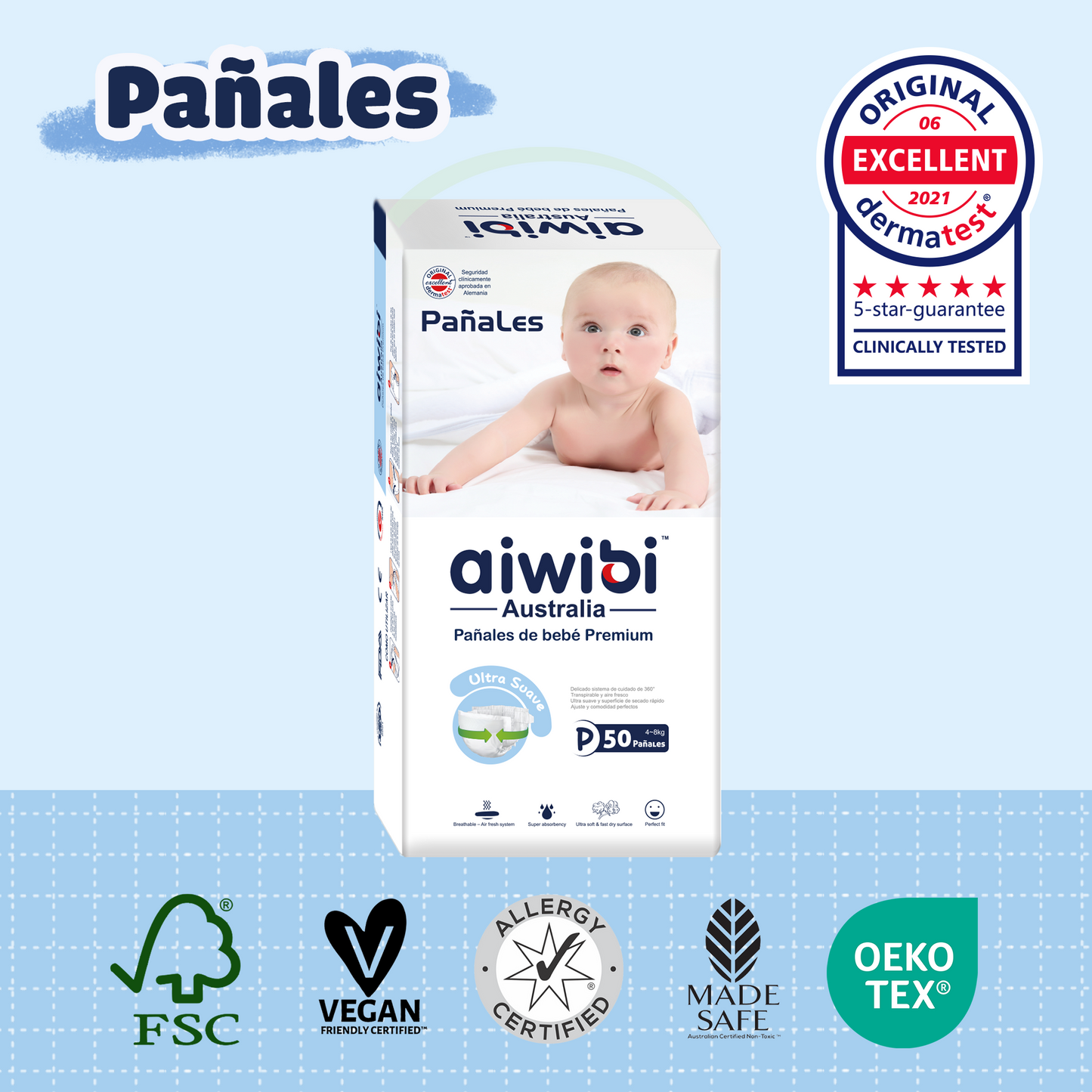 Pañales desechables para bebés ecológicos premium Comfort Care (P)