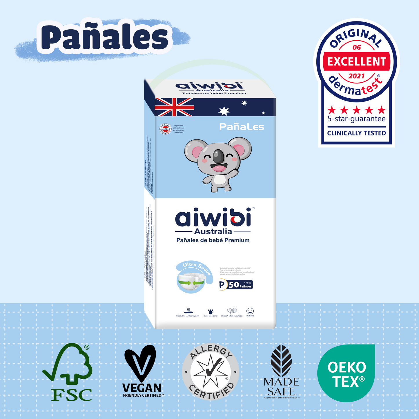 Pañales desechables para bebés ecológicos premium Comfort Care (P)