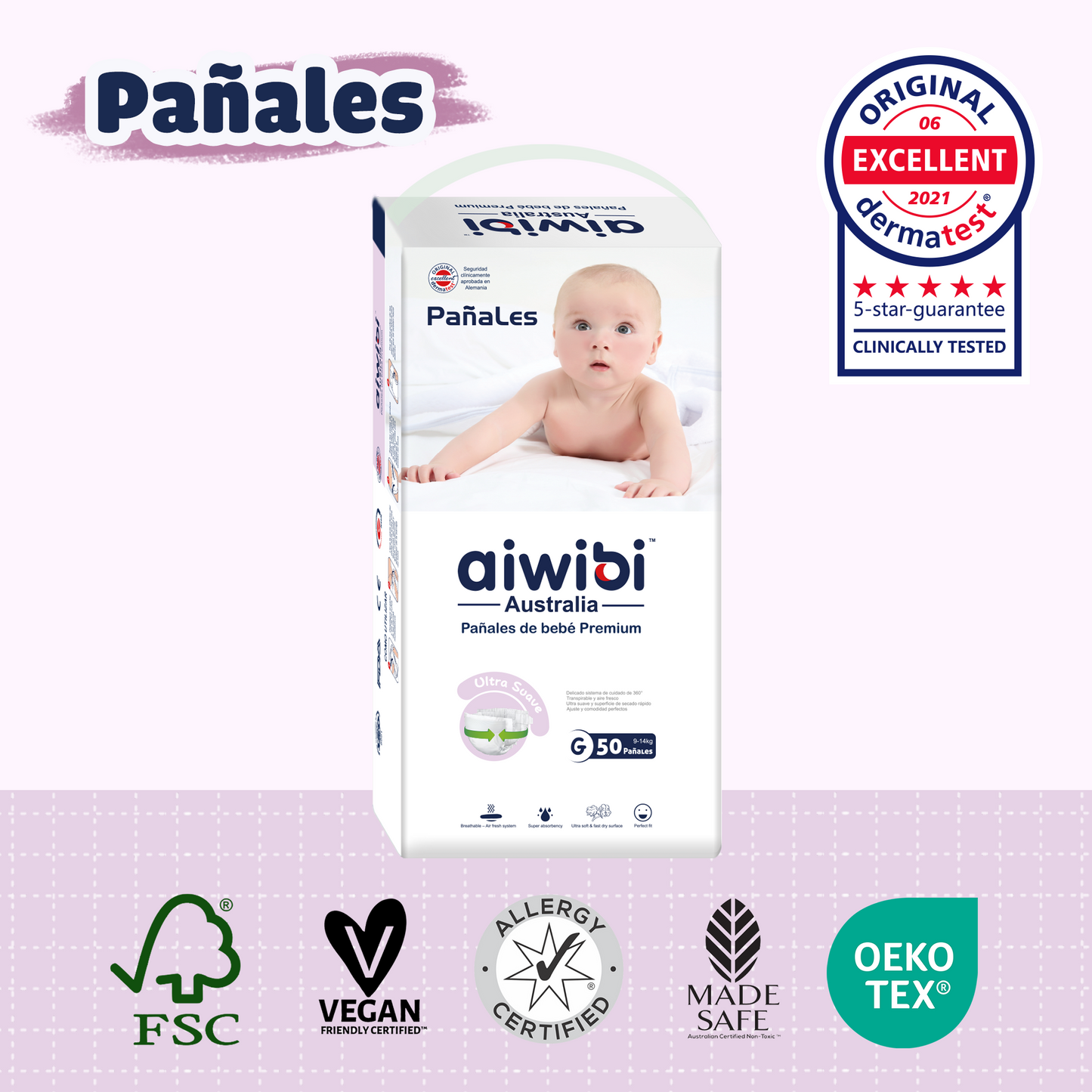 Pañales desechables para bebés ecológicos premium Comfort Care (G)