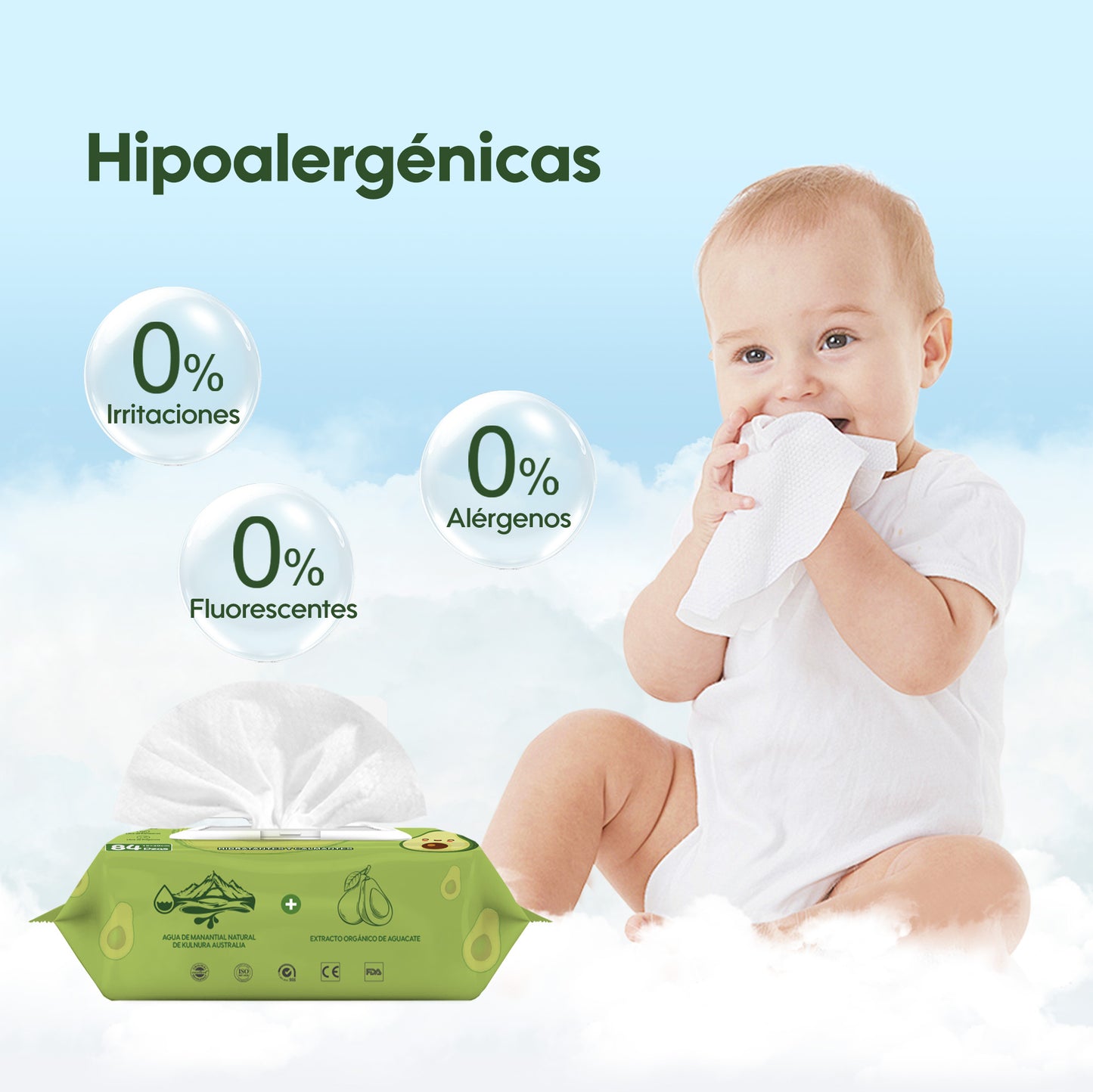 Toallitas de Cuidado Orgánico Serie Fresca y Nutritiva - Aguacate