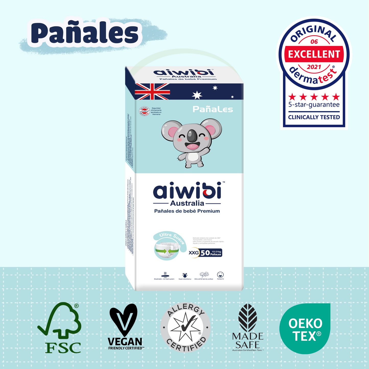 Pañales desechables para bebés ecológicos premium Comfort Care (XXG)