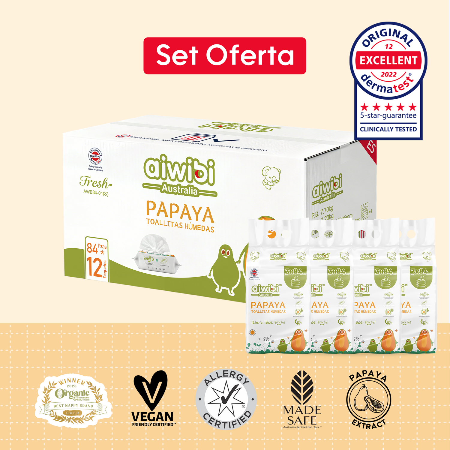Toallitas Serie Fresca y Nutritiva 12 Paquetes/Caja - Papaya