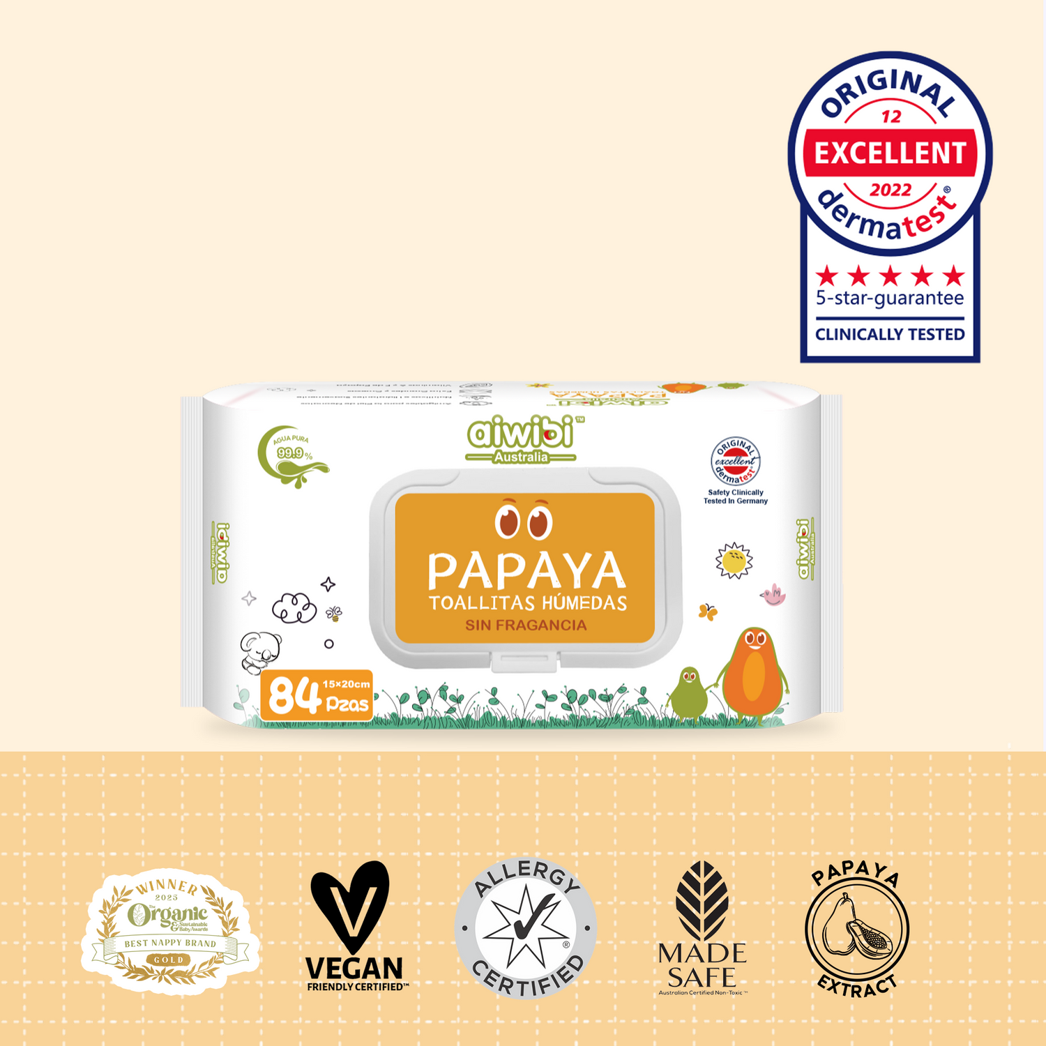 Toallitas de Cuidado Orgánico Serie Fresca y Nutritiva - Papaya