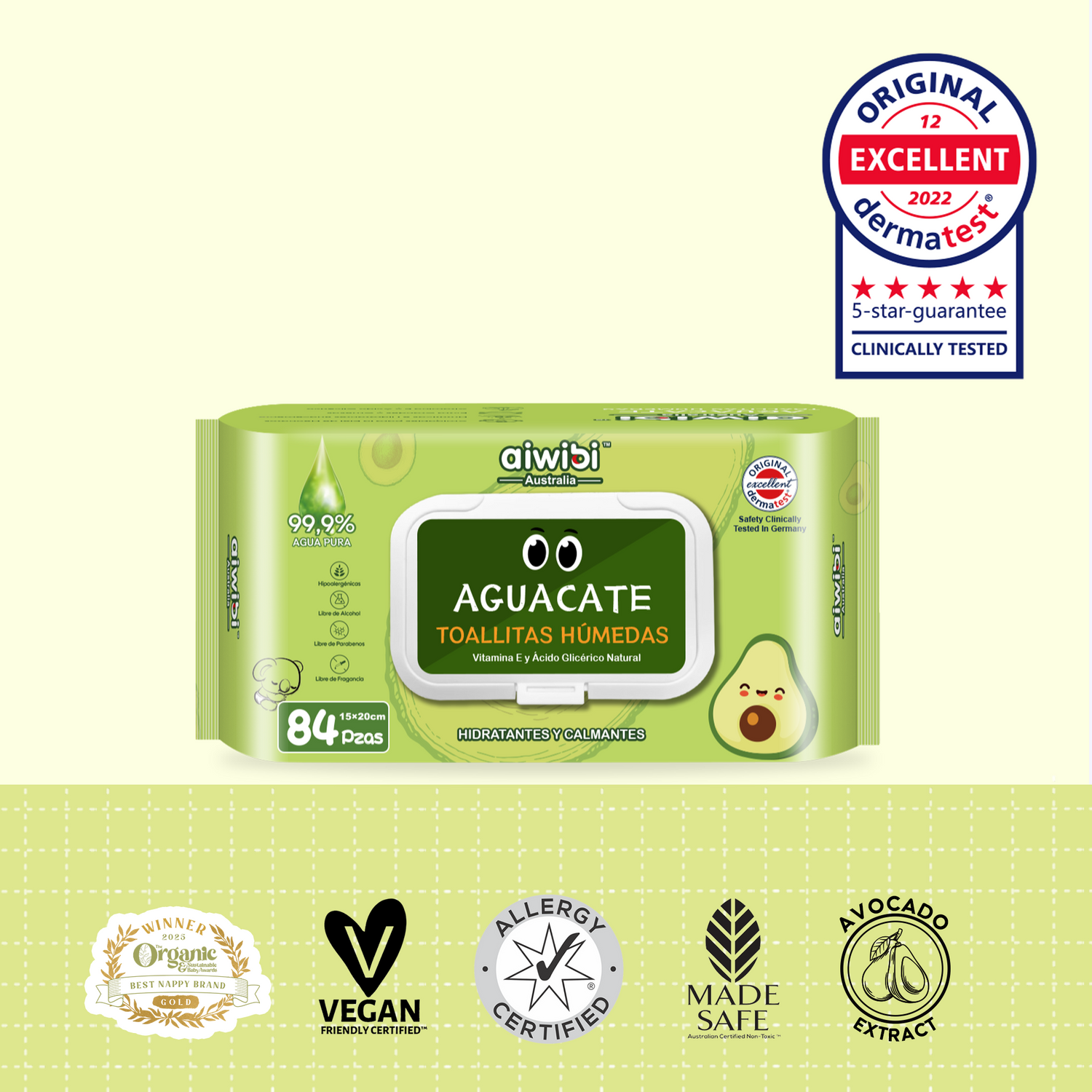Toallitas de Cuidado Orgánico Serie Fresca y Nutritiva - Aguacate