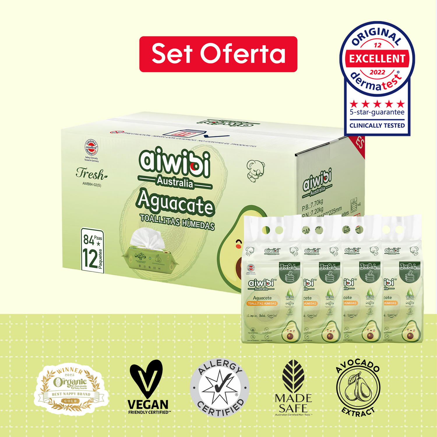 Toallitas Serie Fresca y Nutritiva 12 Paquetes/Caja - Aguacate