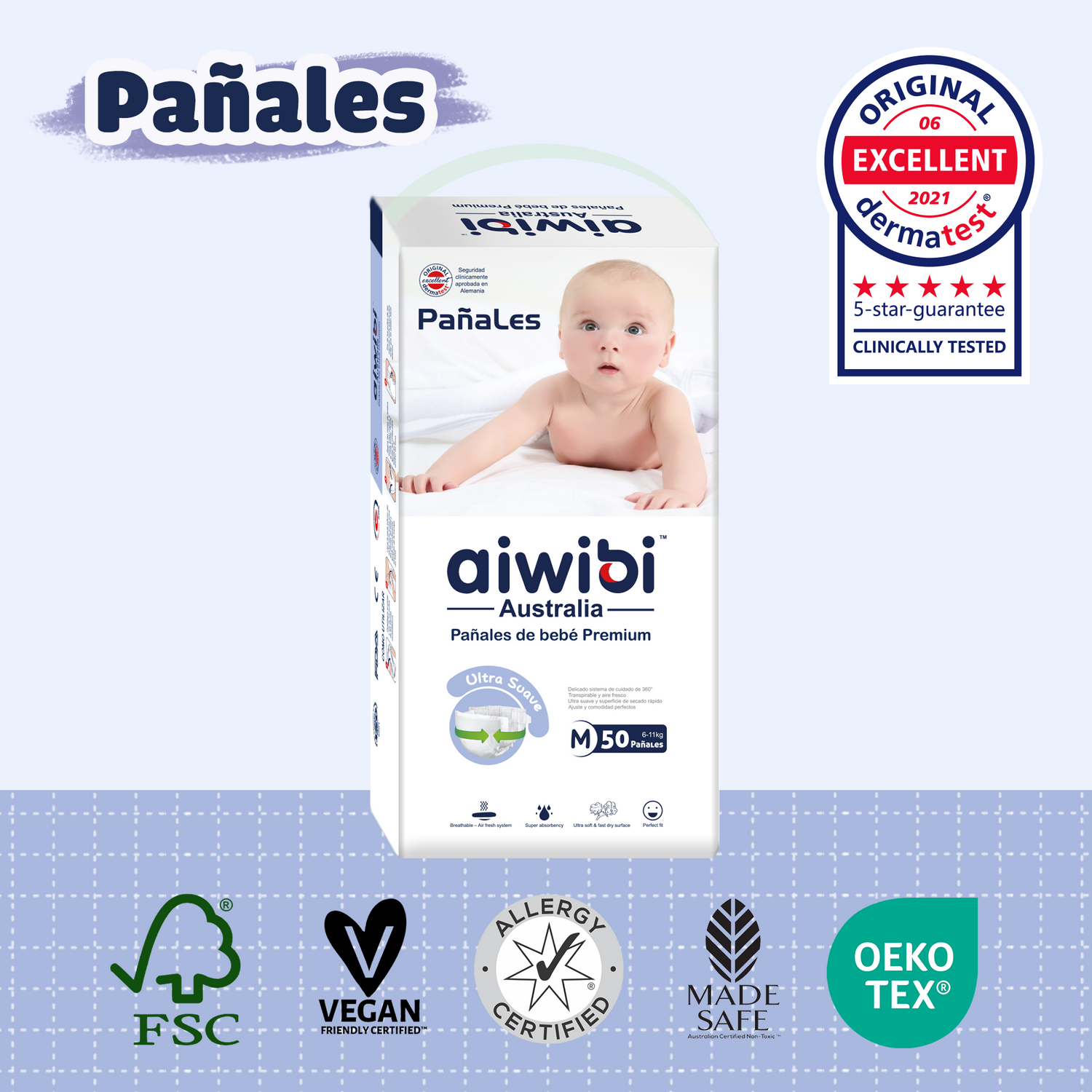 Pañales desechables para bebés ecológicos premium Comfort Care (M)