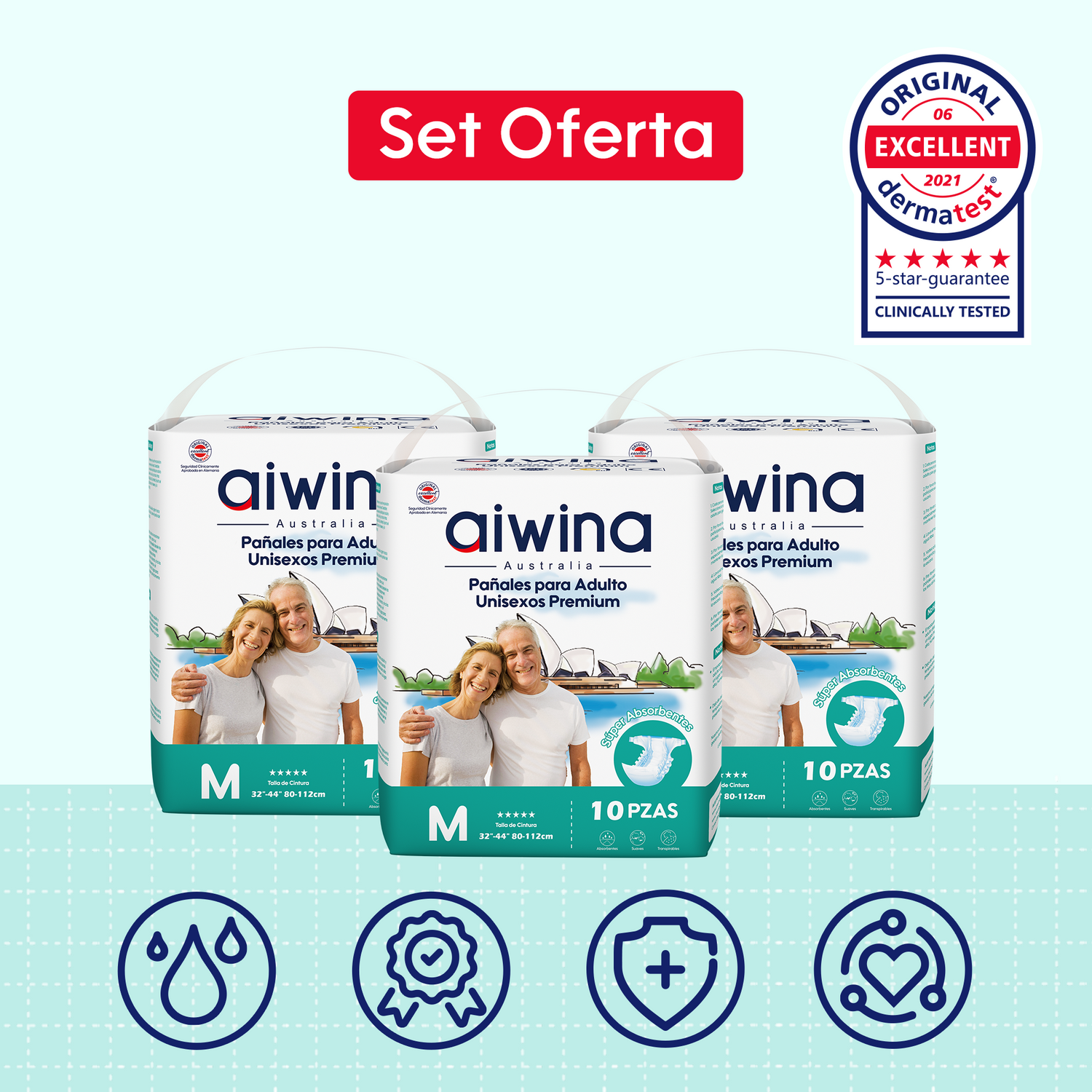 Pañales para Adulto Unisex Premium 3 Paquetes Talla M