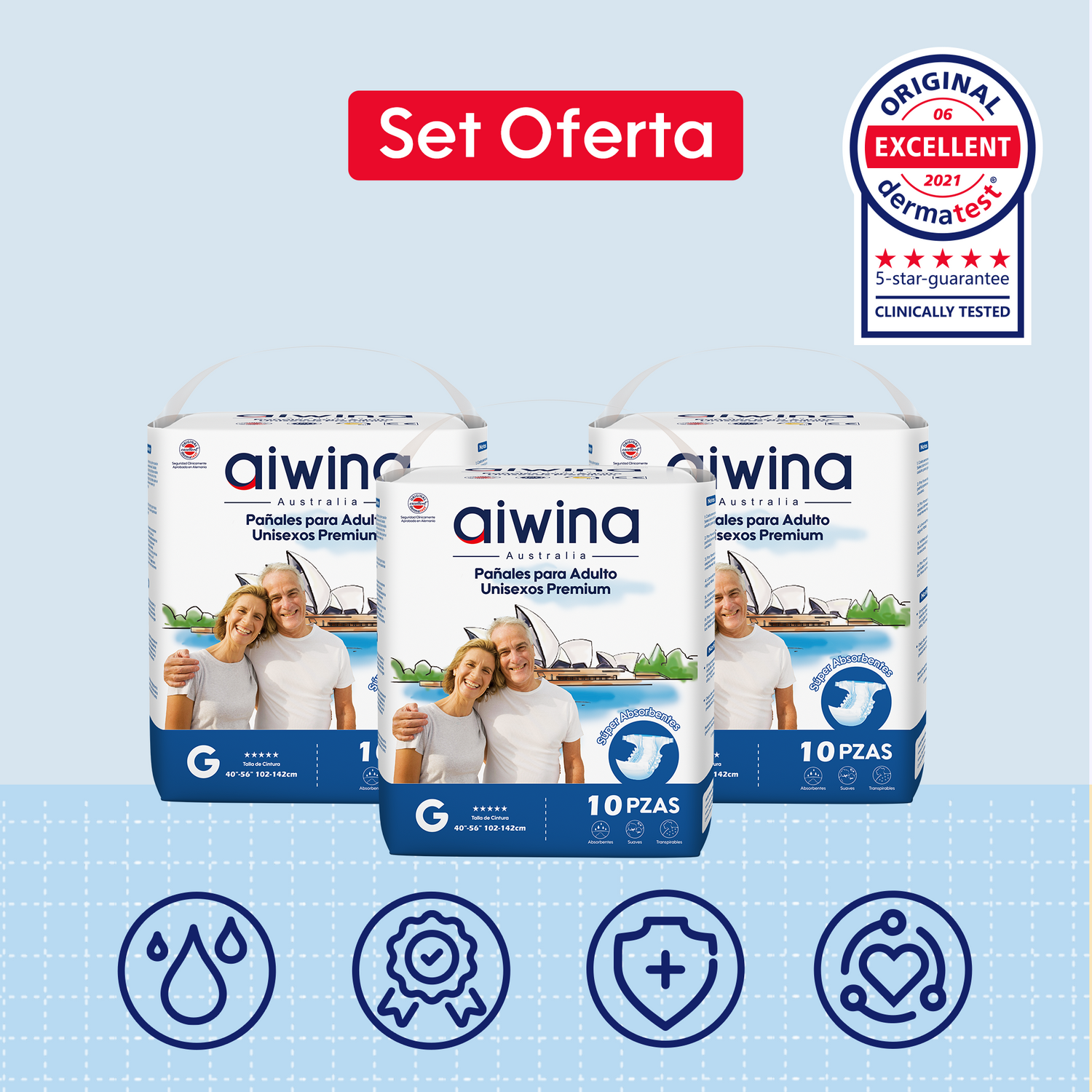 Pañales para Adultos Unisex Premium 3 Paquetes Talla G