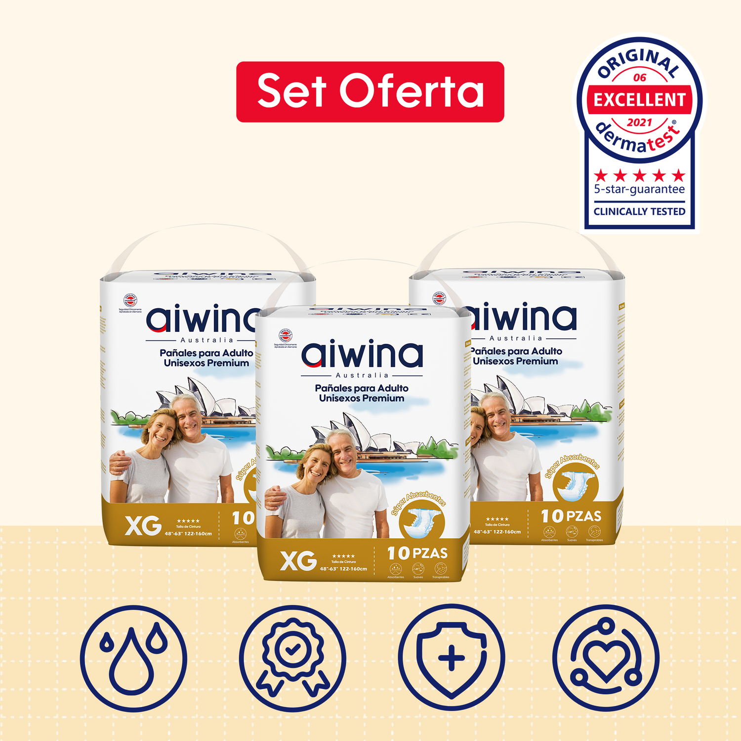 Pañales para Adultos Unisex Premium 3 Paquetes Talla XG