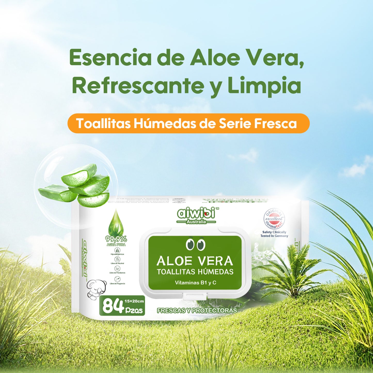 Toallitas de Cuidado Orgánico Serie Fresca y Nutritiva - Áloe