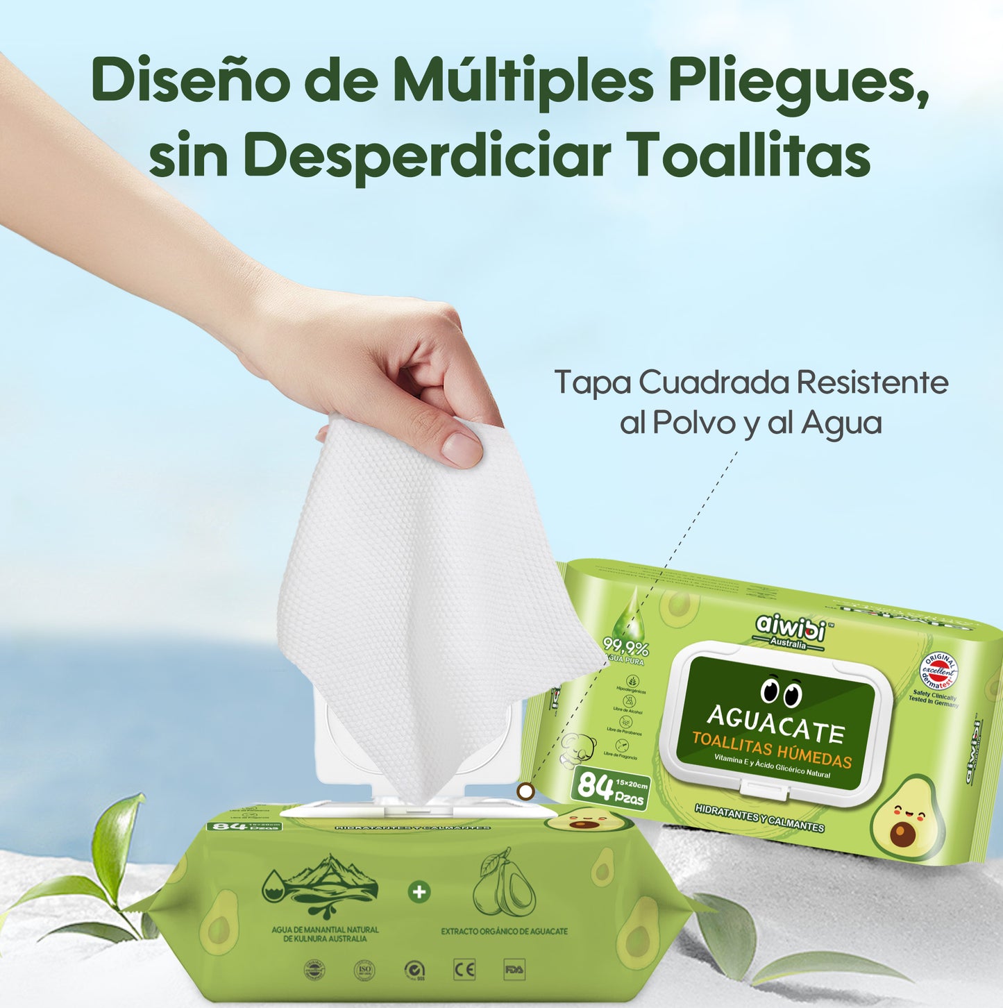 Toallitas de Cuidado Orgánico Serie Fresca y Nutritiva - Aguacate