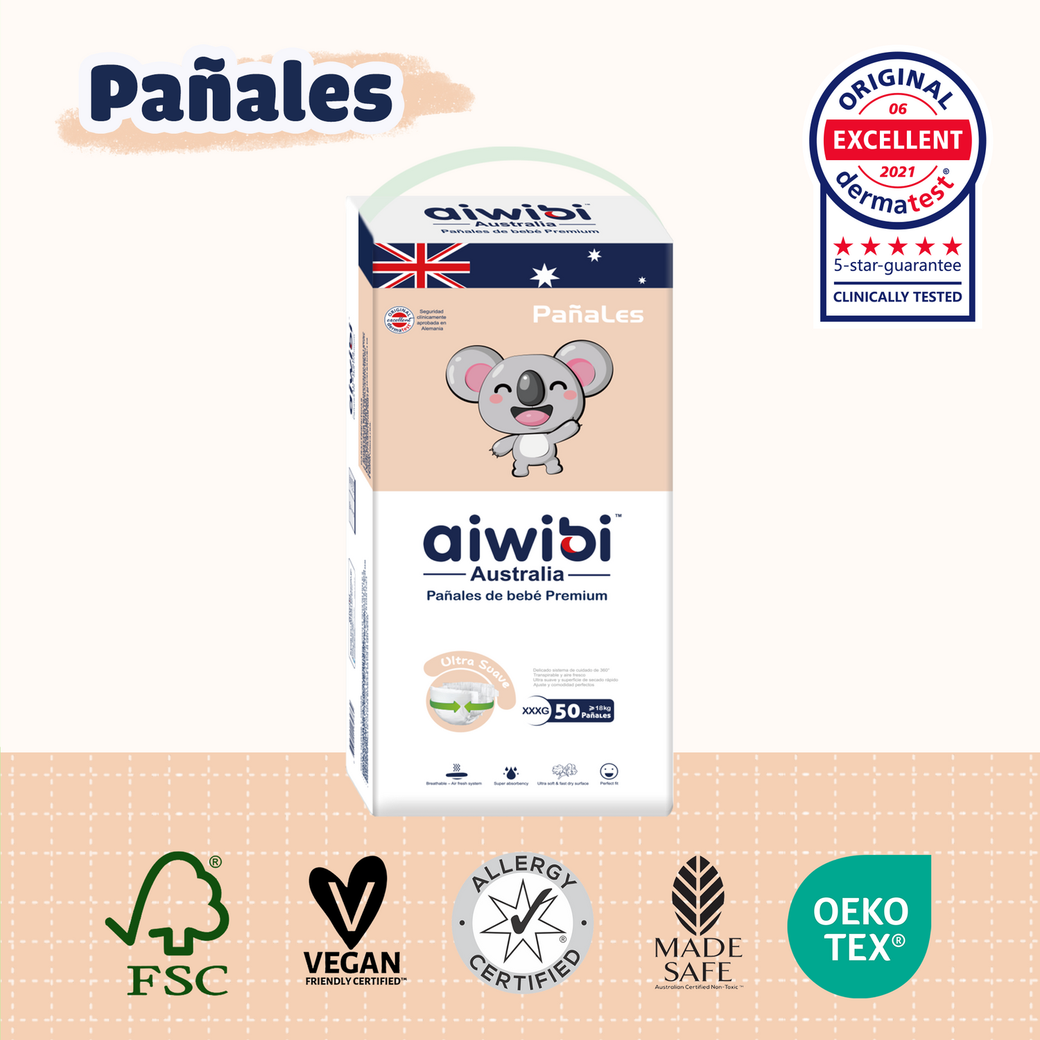 Pañales desechables para bebés ecológicos premium Comfy Soft (XXXG)